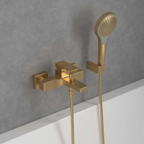 Baterie cadă-duș Villeroy&Boch, Architectura Square, montaj pe perete, brushed gold